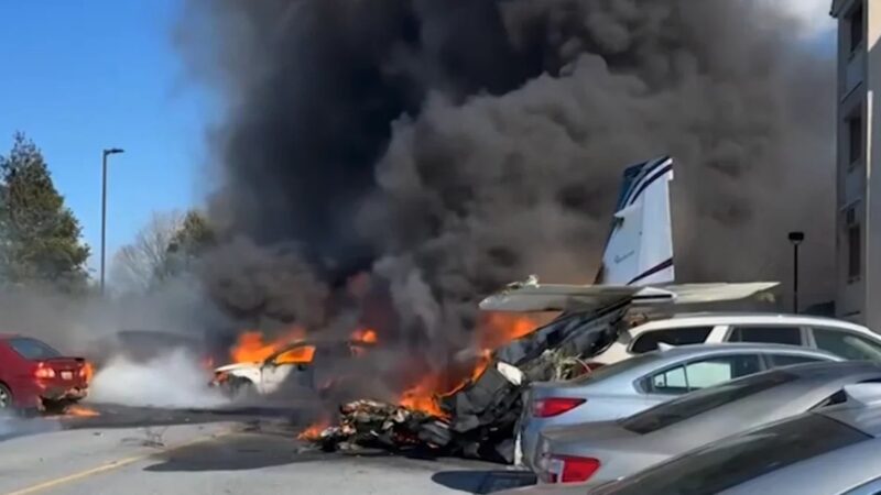 Private plane crashes in military area, houses destroyed